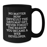 Load image into Gallery viewer, Gifts from Men to Web Developer Friends, Black Coffee Mug for Mother's Day Inspirational Quote, Never Forget The Reason You Became A Web Developer - Funny Web Developer Gifts - Additional