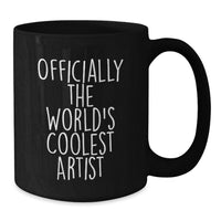 Load image into Gallery viewer, Officially The World's Coolest Artist Funny Black Coffee Mug Gifts from Men to Father's Day Unique Artist - Additional