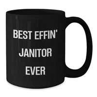 Load image into Gallery viewer, Funny Janitor Gifts from Men to Women Valentine's Unique Janitor Black Coffee Mugs Best Effin' Janitor Ever - Additional