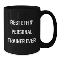 Load image into Gallery viewer, Funny Personal Trainer Gift Ideas for Birthday - Best Effin' Mug - Black Coffee Mug for Personal Trainer Lovers - Additional