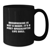 Load image into Gallery viewer, Funny Backpacking Gifts for Men - 'Backpacking Is Not A Hobby' Black Coffee Mug for Dad, Father's Day Unique Ideas, Hiking Enthusiasts, Outdoor Lovers, Camping Mates - Additional
