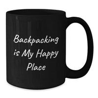 Load image into Gallery viewer, Backpacking Adventures Begin, Funny Gifts from Friends to Backpacking Men, Black Coffee Mug - Additional
