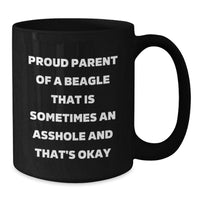 Load image into Gallery viewer, Funny Beagle Dog Gifts for Men from Proud Parents, Black Coffee Mug for Graduation - Additional
