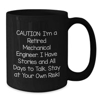 Load image into Gallery viewer, Funny Gifts from Friends and Family for Mechanical Engineer Graduation - Black Coffee Mug with Caution Quote - Additional