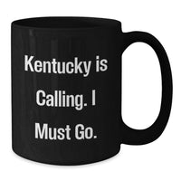 Load image into Gallery viewer, Kentucky Enthusiast Gifts from Friends or Family, 'Kentucky Is Calling' Black Coffee Mug - Additional