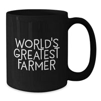 Load image into Gallery viewer, Funny Farmer Gifts | World&#39;s Greatest Farmer Black Coffee Mug, 11oz or 15oz, Microwave and Dishwasher Safe, Gifts from Friends to Men, Unique Birthday Unique Gifts for Farmer - Additional
