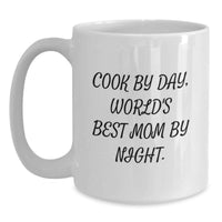 Load image into Gallery viewer, Funny Gifts from Mom, White Ceramic Coffee Mug for Cook, World's Best Mom By Night Christmas Unique Gifts - Main