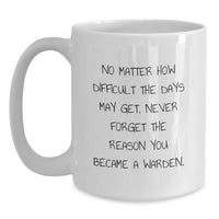 Load image into Gallery viewer, Gifts from Men to Warden Christmas Unique Inspirational Mugs - Funny Quote, White Coffee Mug, 11oz or 15oz, Ceramic, Microwave and Dishwasher Safe - Main
