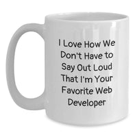 Load image into Gallery viewer, Funny Web Developer Gifts for Men - White Coffee Mug, 'I Love How We Don't Have To Say Out Loud That I'm Your Favorite Web Developer' - Birthday Unique Gift, Gift from Friend to Web Developer - Main
