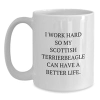 Load image into Gallery viewer, Funny Scottish Terrier Dog Gifts, I Work Hard So My Scottish Terrier Can Have A Better Life. White Coffee Mug for Birthday - Main
