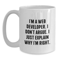Load image into Gallery viewer, Funny Web Developer Quotes Gifts from Friends to Men on Birthday Unique White Coffee Mug - Main
