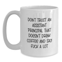 Load image into Gallery viewer, Funny Assistant Principal Gifts from Men, White Coffee Mugs for Assistant Principals, Birthday Unique Ideas, &#39;Don&#39;t Trust An Assistant Principal That Doesn&#39;t Drink Coffee And Say F--k A Lot&#39; - Main
