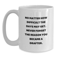 Load image into Gallery viewer, Funny Drafter Gifts, Valentine's Unique Gifts for Him, White Coffee Mug with Inspirational Quote, Gifts from Men, Women, or Friends, for Drafter, Engineer, or Architect. - Main