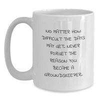 Load image into Gallery viewer, Funny groundskeeper Gifts from Friends Christmas Unique White Coffee Mugs for groundskeeper Men, Women, or Coworkers - Never Forget the Reason - Main
