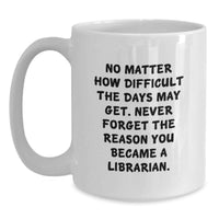 Load image into Gallery viewer, Funny Librarian White Coffee Mug, Gifts from Friends and Family to Librarian, Never Forget the Reason, Birthday Unique Gifts - Main