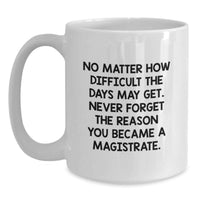 Load image into Gallery viewer, Magistrate White Coffee Mug Gifts from Friends - Inspirational Quote for Strong Women or Men in Law Enforcement - White Ceramic Mug 11oz or 15oz - Birthday Unique Gifts for Family or Coworkers - Main