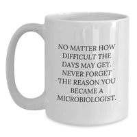 Load image into Gallery viewer, Inspirational Gifts for Microbiologists White Coffee Mug - 'No Matter How Difficult The Days May Get. Never Forget The Reason You Became A Microbiologist.' - Valentine's Unique Gifts from Friends - Main