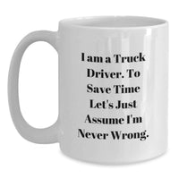 Load image into Gallery viewer, Funny Truck Driver Gifts for Mom, White Coffee Mug, 'I'm Never Wrong', Unique Truck Driver Mug, Mother's Day Unique Gifts from Family - Main