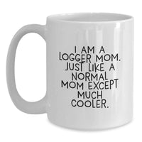 Load image into Gallery viewer, Funny Logger Mom Gifts from Family, Logger Mom White Coffee Mug, Funny Graduation Unique Gifts for Logger, Logger Mom Coffee Mugs for Friends - Main