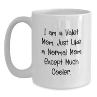 Load image into Gallery viewer, Valet Mom Gifts, Funny White Coffee Mug for Graduation, Unique Gifts from Mom to Valet, 11oz or 15oz Ceramic Mug - Main