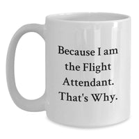 Load image into Gallery viewer, Funny Flight Attendant Gifts for Her - White Coffee Mug Inspired by Because I Am The Flight Attendant. That's Why. - Great Gift for Female Friends, Coworkers, or Family from Men - Main