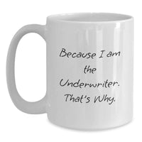 Load image into Gallery viewer, Funny Underwriter Gifts from Men to Women Friends Graduation Unique White Coffee Mugs Because I Am The Underwriter That's Why - Main