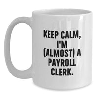 Load image into Gallery viewer, Funny Payroll Clerk White Coffee Mug Gifts for Men from Friends on Graduation Unique Day - Main