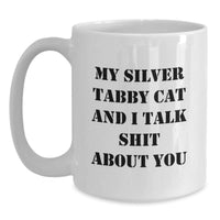 Load image into Gallery viewer, Silver Tabby Cat Gifts, Funny Quote Mug for Graduates, Unique White Coffee Mug from Friends, Family, or Coworkers for Him, Her, or Them - Main
