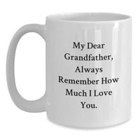 Load image into Gallery viewer, Funny Grandfather Quotes White Coffee Mug Gifts from Men to Grandfather on Christmas Day, &#39;My Dear Grandfather, Always Remember How Much I Love You.&#39; - Main
