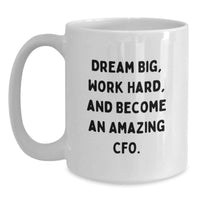Load image into Gallery viewer, Inspirational CFO Gifts from Friends, Funny White Coffee Mugs for Graduation Unique Gifts, Dream Big and Work Hard - Main