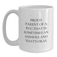 Load image into Gallery viewer, Pug Dog Graduation Gifts from Proud Pug Parents, Funny White Coffee Mug for Friends, Family, or Coworkers - Main
