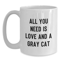 Load image into Gallery viewer, Funny Gray Cat Gifts for Women Friends, White Coffee Mug with All You Need Is Love, Perfect Graduation Unique Gifts from Family - Main