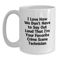 Load image into Gallery viewer, Funny Crime Scene Technician Gifts White Coffee Mug for Crime Scene Technician Friends, Unique Graduation Unique Gifts from Friends to Crime Scene Technician Grads, I Love How Quote - Main