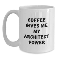 Load image into Gallery viewer, Funny Architect Gifts - Coffee Gives Me My Power, Inspirational Mug for Architect Friends, White 11oz/15oz Ceramic Birthday Coffee Mug - Main