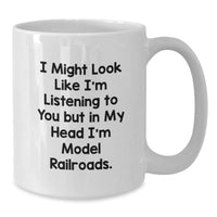 Load image into Gallery viewer, Funny Model Railroads Enthusiast Gifts for Graduates from Friends, Unique White Coffee Mug for Him or Her - Additional
