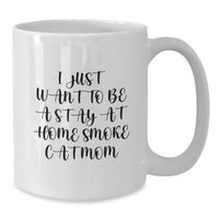 Load image into Gallery viewer, Funny Smoke Cat Mom Gifts from Friends for Her Birthday, White Coffee Mug, &#39;I Just Want To Be A Stay At Home Smoke Cat Mom&#39; - Additional
