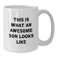 Load image into Gallery viewer, Funny Gifts for Son, Birthday Unique Son White Coffee Mug, 'This Is What An Awesome Son Looks Like' Funny White Coffee Mug for Men or Women - Additional