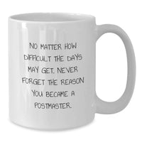 Load image into Gallery viewer, Funny Postmaster Gifts from Men, Unique Valentine's Unique Gifts for Postmaster, White Coffee Mug with Inspirational Quote - Additional