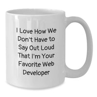Load image into Gallery viewer, Funny Web Developer Gifts for Men - White Coffee Mug, 'I Love How We Don't Have To Say Out Loud That I'm Your Favorite Web Developer' - Birthday Unique Gift, Gift from Friend to Web Developer - Additional