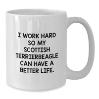 Load image into Gallery viewer, Funny Scottish Terrier Dog Mom Gifts from Men to Women on Birthday, I Work Hard So My Scottish Terrierbeagle Can Have A Better Life White Coffee Mug - Additional
