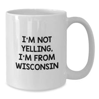 Load image into Gallery viewer, Funny Wisconsin Gifts for Men from Men, Cute White Coffee Mugs I'm Not Yelling I'm From Wisconsin, Birthday Unique Gifts - Additional