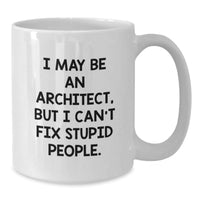 Load image into Gallery viewer, Funny Architect Gifts from Friends, White Coffee Mug for Architects, I May Be An Architect But I Cant Fix Stupid People Christmas Unique Gifts - Additional
