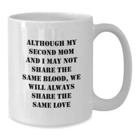 Load image into Gallery viewer, Funny Second Mom Christmas Unique Gifts from Family, Inspirational White Coffee Mug for Second Mom, Although My Second Mom And I May Not Share The Same Blood, We Will Always Share The Same Love - Additional
