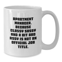 Load image into Gallery viewer, Funny Apartment Manager Gifts from Friends, Unique White Coffee Mug for Apartment Managers, Christmas Unique Gifts - Because Classy Sassy And A Bit Fearlessy Is Not An Official Job Title. - Additional
