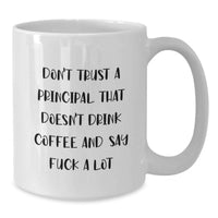 Load image into Gallery viewer, Funny Principal Gifts from Men, Unique White Coffee Mug for Principal with 'Don't Trust A Principal That Doesn't Drink Coffee And Say F--k A Lot' Quote, Perfect for Principal on Mother's Day - Additional