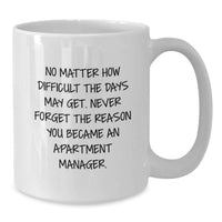 Load image into Gallery viewer, Funny Inspirational Gifts from Family for Apartment Manager White Coffee Mug, Valentine's Unique Mugs for Men Women Friends Coworkers - Additional