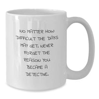 Load image into Gallery viewer, Detective Graduation Unique Gifts from Men to Men, Funny White Coffee Mug, Inspiring Quote for Detective - Additional