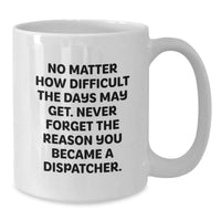 Load image into Gallery viewer, Funny Dispatcher Gifts from Friends for Men, White Coffee Mug with Inspirational Quote, Christmas Unique Presents - Additional
