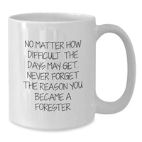 Load image into Gallery viewer, Funny Forester Gifts, White Coffee Mug for Men - &#39;No Matter How Difficult The Days May Get. Never Forget The Reason You Became A Forester.&#39; Gifts from Family, Christmas Unique Gifts - Additional
