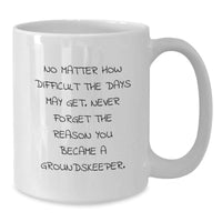 Load image into Gallery viewer, Funny groundskeeper Gifts from Friends Christmas Unique White Coffee Mugs for groundskeeper Men, Women, or Coworkers - Never Forget the Reason - Additional
